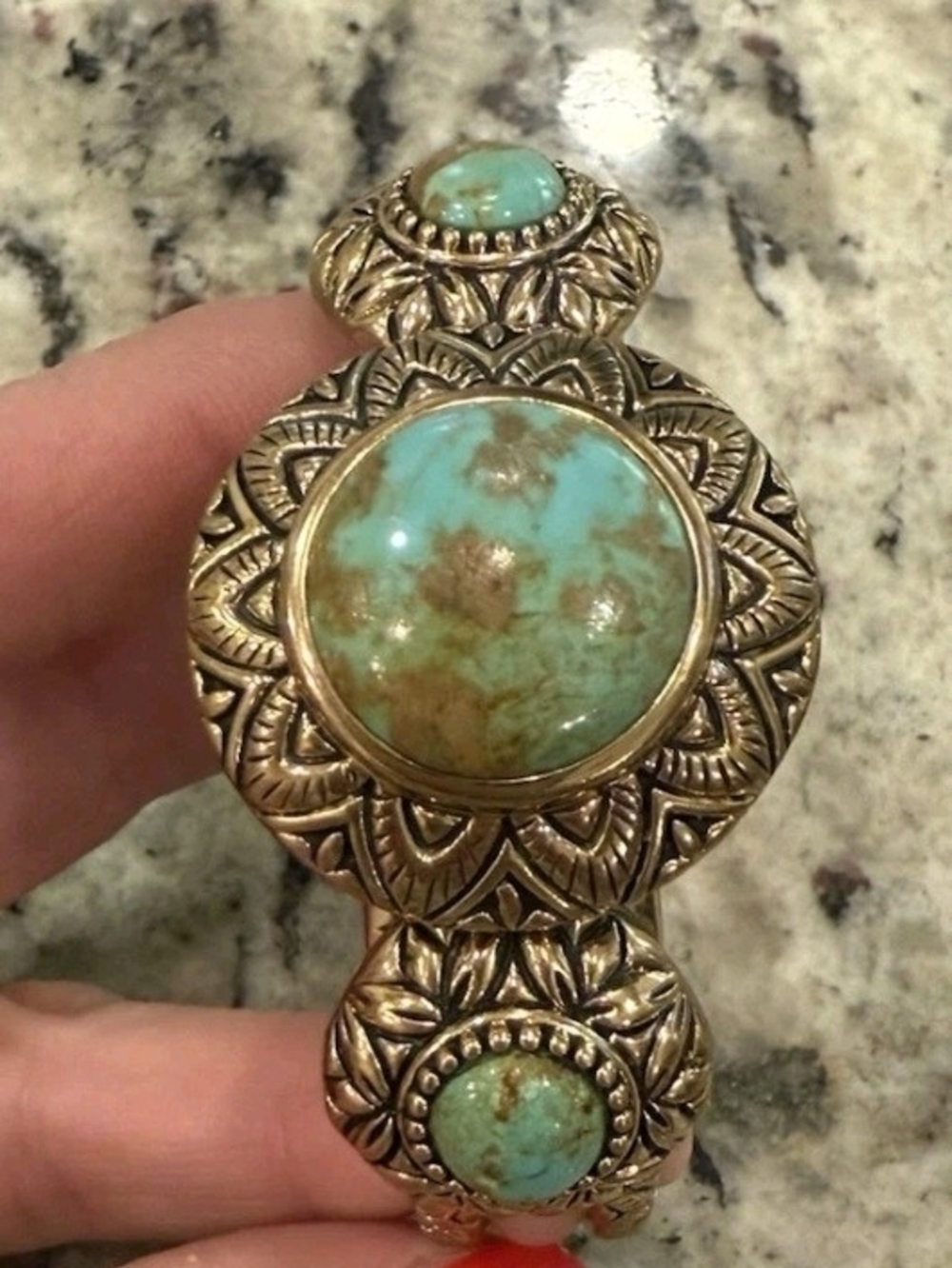 Studio Barse Turquoise and Bronze  Statement Cuff Bracelet